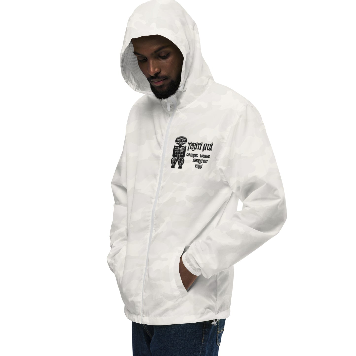 Unisex lightweight zip up windbreaker - black Tahiti Nui logo