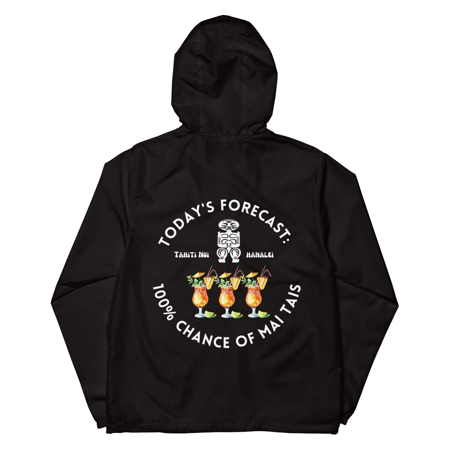 100% Chance of Mai Tais Unisex Lightweight Zip Up Windbreaker (Other Colors Available)
