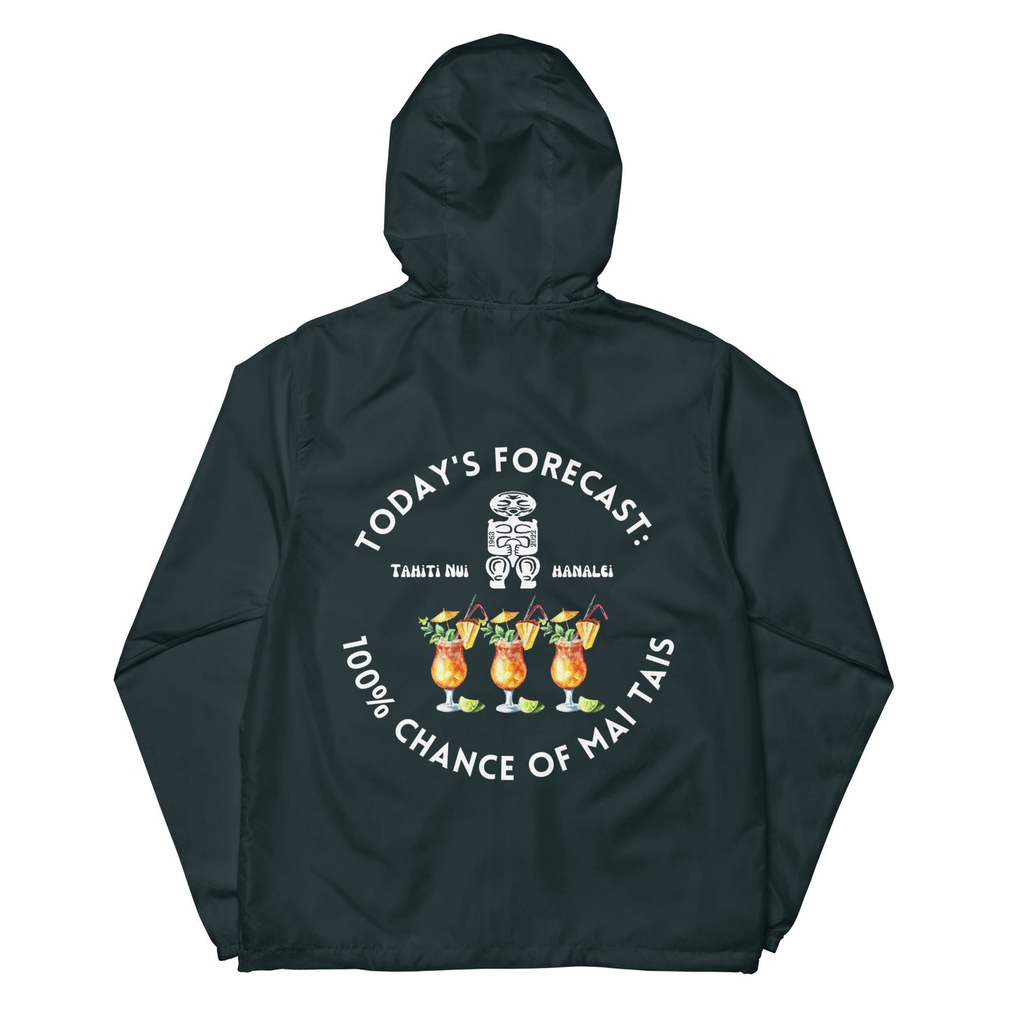100% Chance of Mai Tais Unisex Lightweight Zip Up Windbreaker (Other Colors Available)