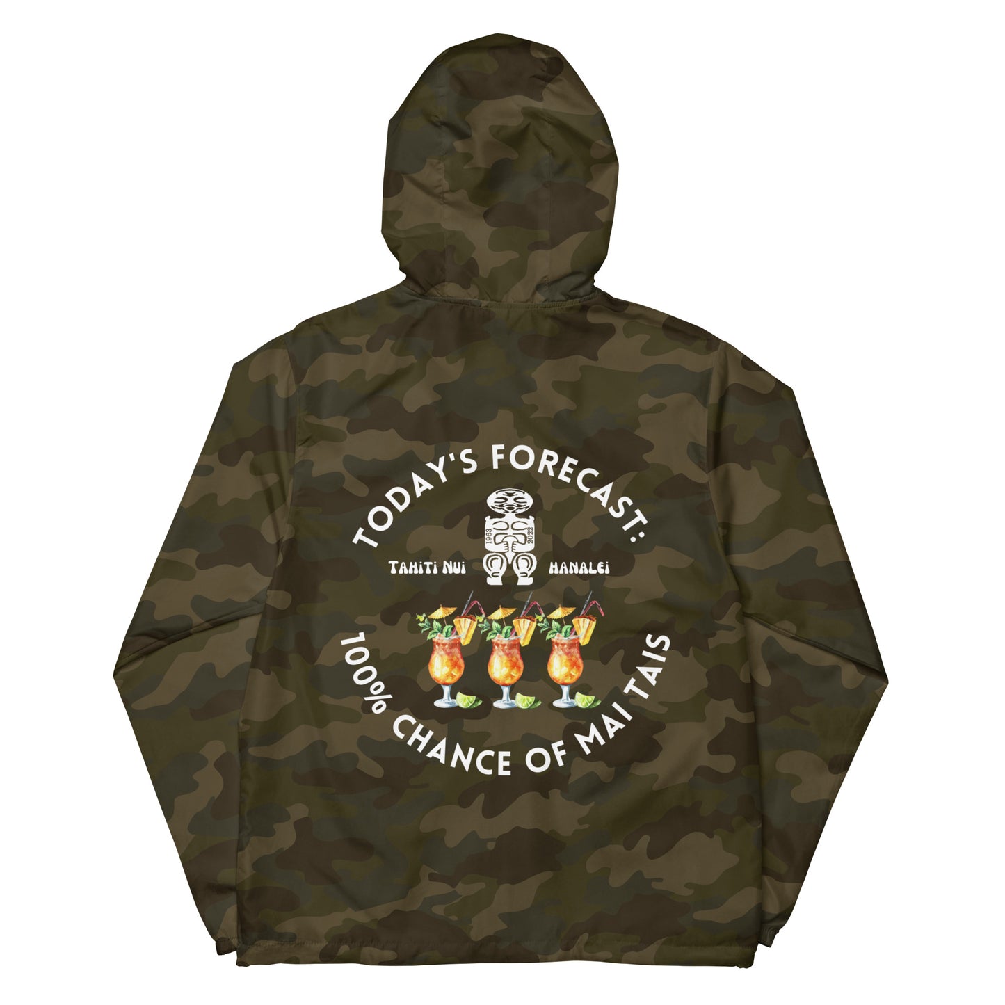 100% Chance of Mai Tais Unisex Lightweight Zip Up Windbreaker (Other Colors Available)