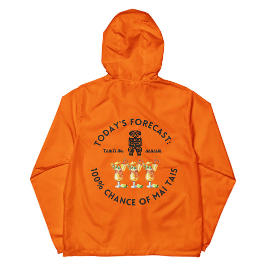100% Chance of Mai Tais Unisex Lightweight Zip Up Windbreaker (Other Colors Available)